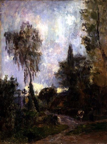 En väg i Hondouville (olja på duk) av Albert Charles Lebourg