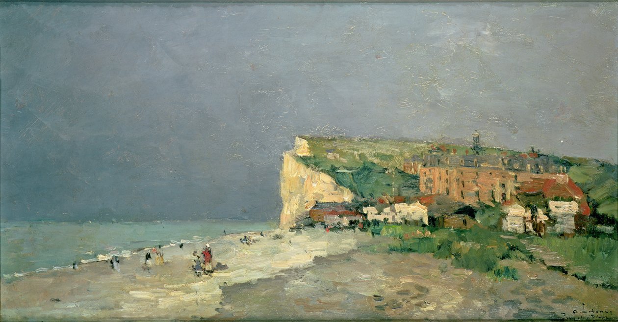 Puys-sous-Dieppe Beach, Stormy Sky, ca 1880 av Albert Charles Lebourg