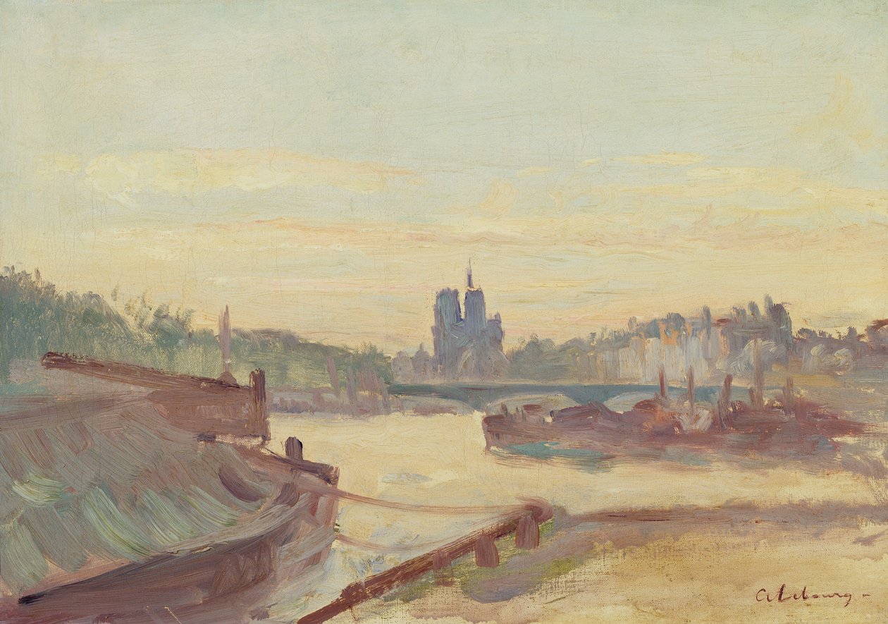 Notre Dame de Paris (olja på duk) av Albert Charles Lebourg