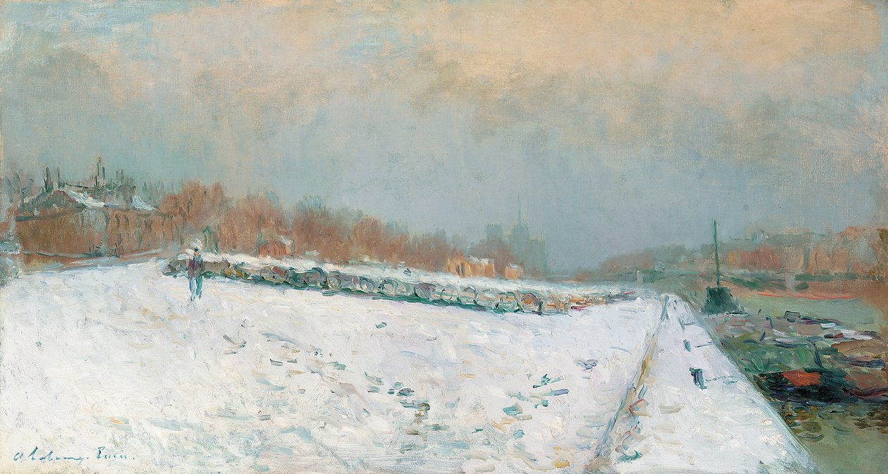 Hamnen i Bercy, på vintern av Albert Charles Lebourg