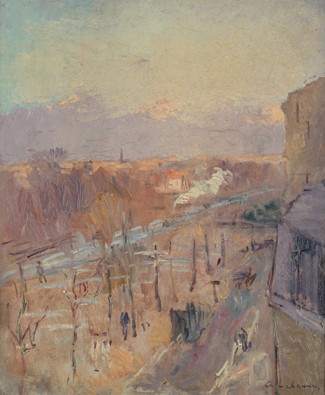 Avenyn i Paris efter en storm (olja på duk) av Albert Charles Lebourg