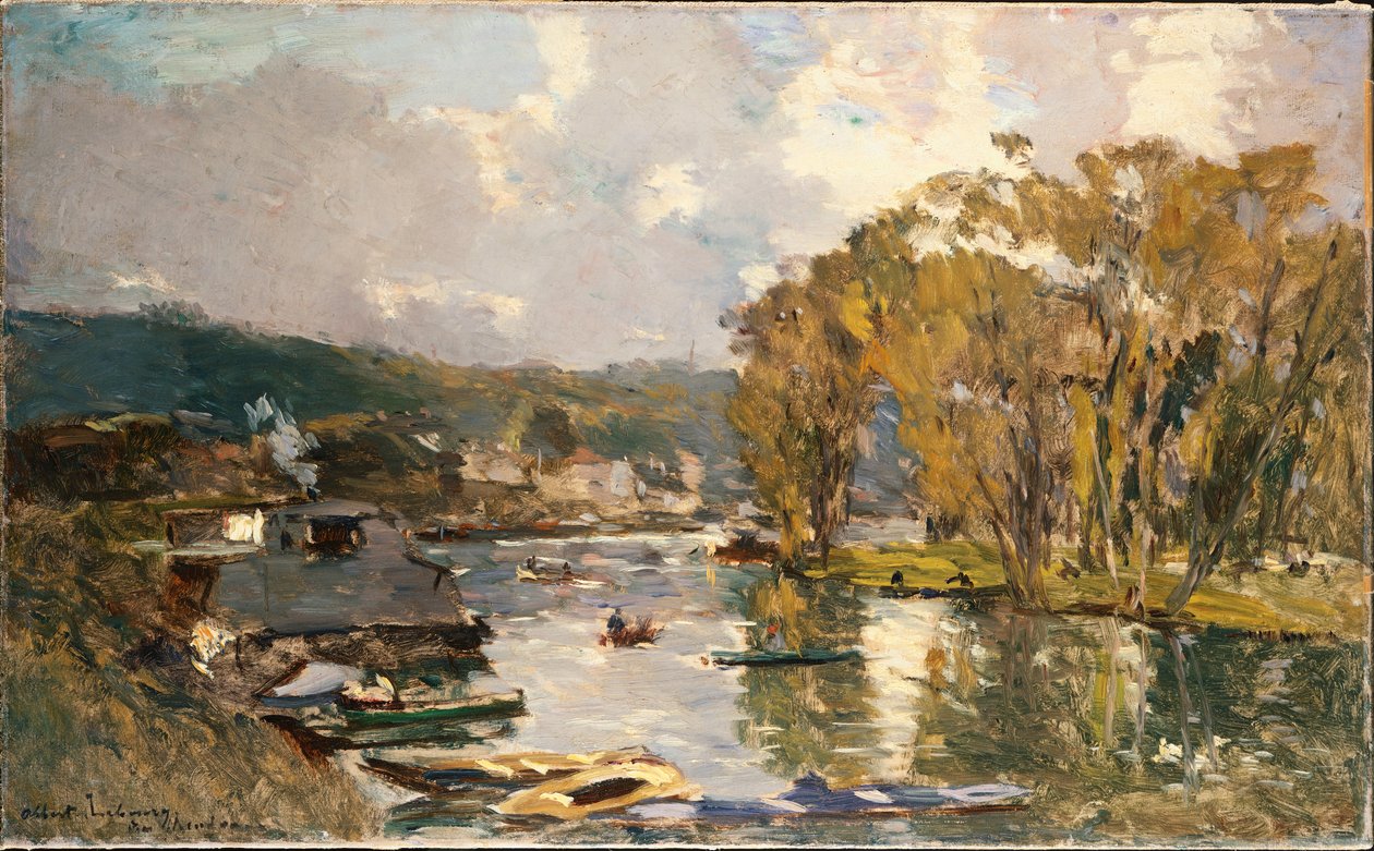 Den lilla grenen av floden Seine vid Bas-Meudon en höstkväll, 1893 av Albert Charles Lebourg