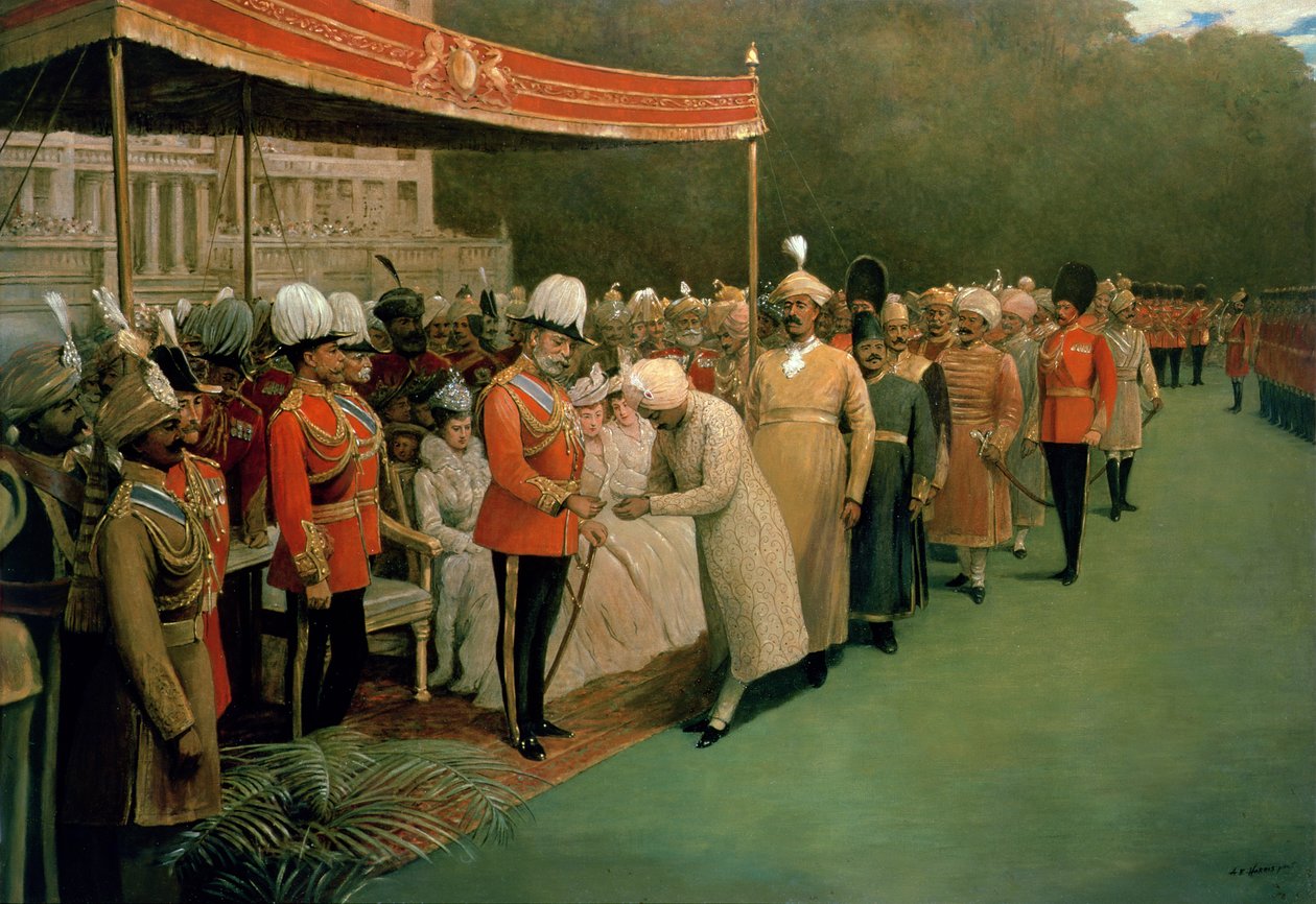 Edward VII tar emot maharadjaer och dignitärer före sin kröning av Albert E. Harris