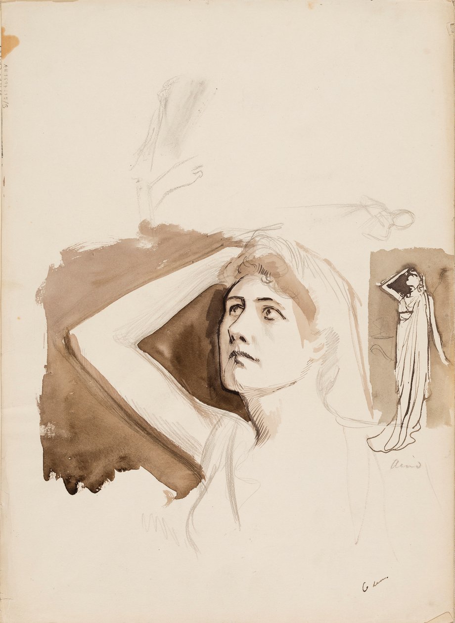 Aino Ackté som Alcestis, skiss av Albert Edelfelt