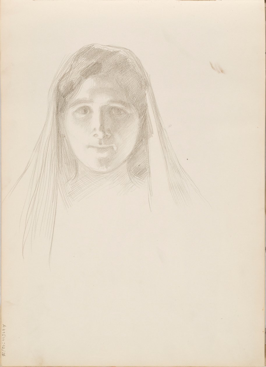 Aino Ackté som Alcestis, skiss av ansiktet av Albert Edelfelt