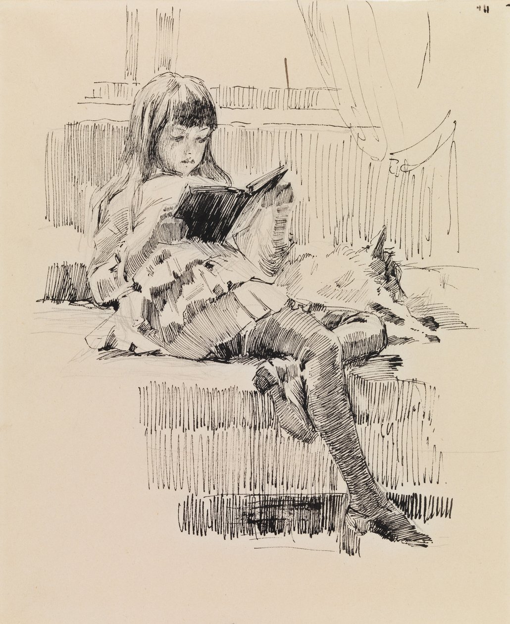 Berta Edelfelt, Studie till målningen ”Kära vänner” (Berta och Capi) av Albert Edelfelt