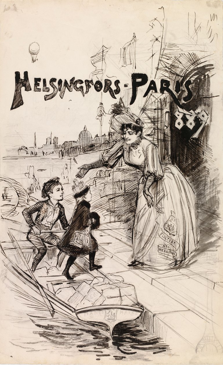 Omslagsillustration till konstpublikationen ”Helsingfors – Paris 1889” av Albert Edelfelt