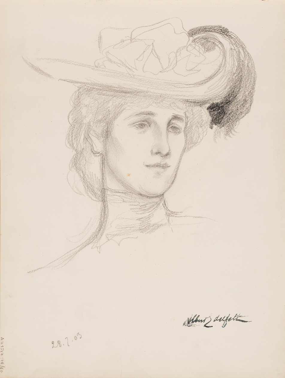 Kvinna med hatt (Mme Flore Deschamps) av Albert Edelfelt