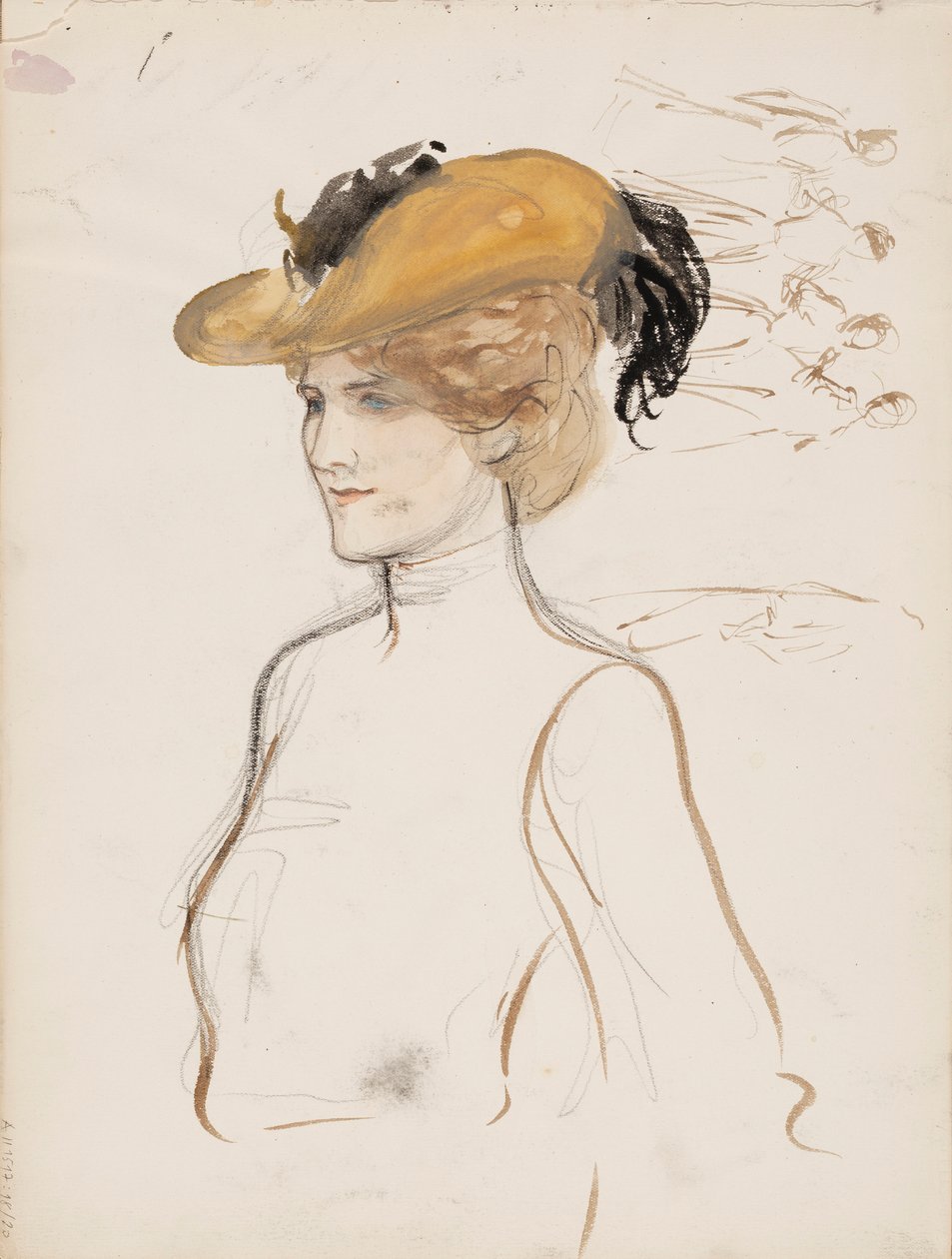 Kvinna med hatt på huvudet av Albert Edelfelt