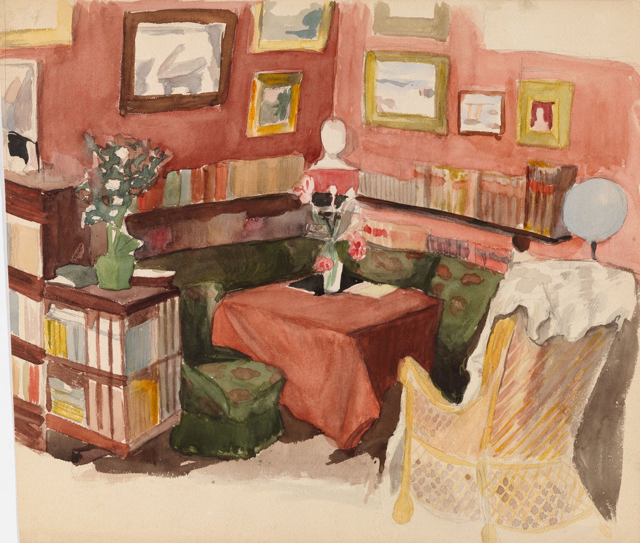 Interiör från Annie och Berta Edelfelts hem i Helsingfors av Albert Edelfelt