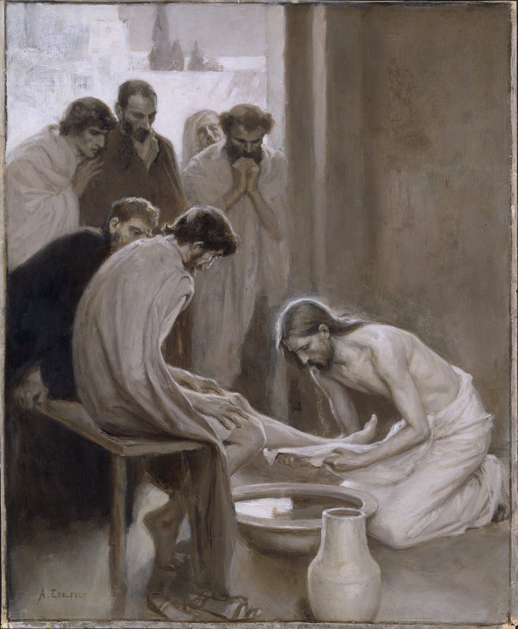 Jesus tvättar sina lärjungars fötter av Albert Edelfelt