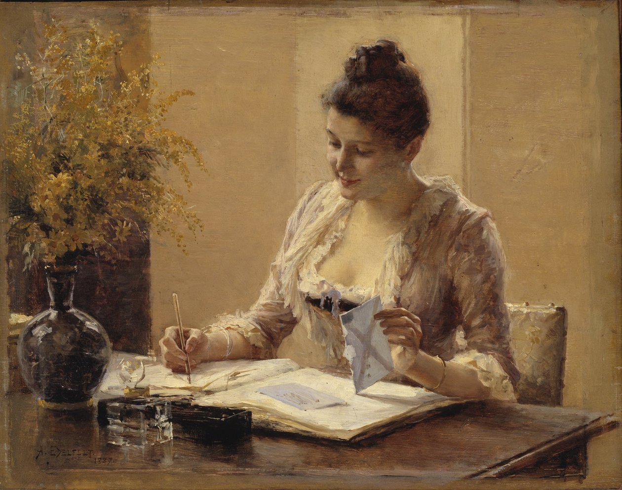 Dam som skriver ett brev av Albert Edelfelt