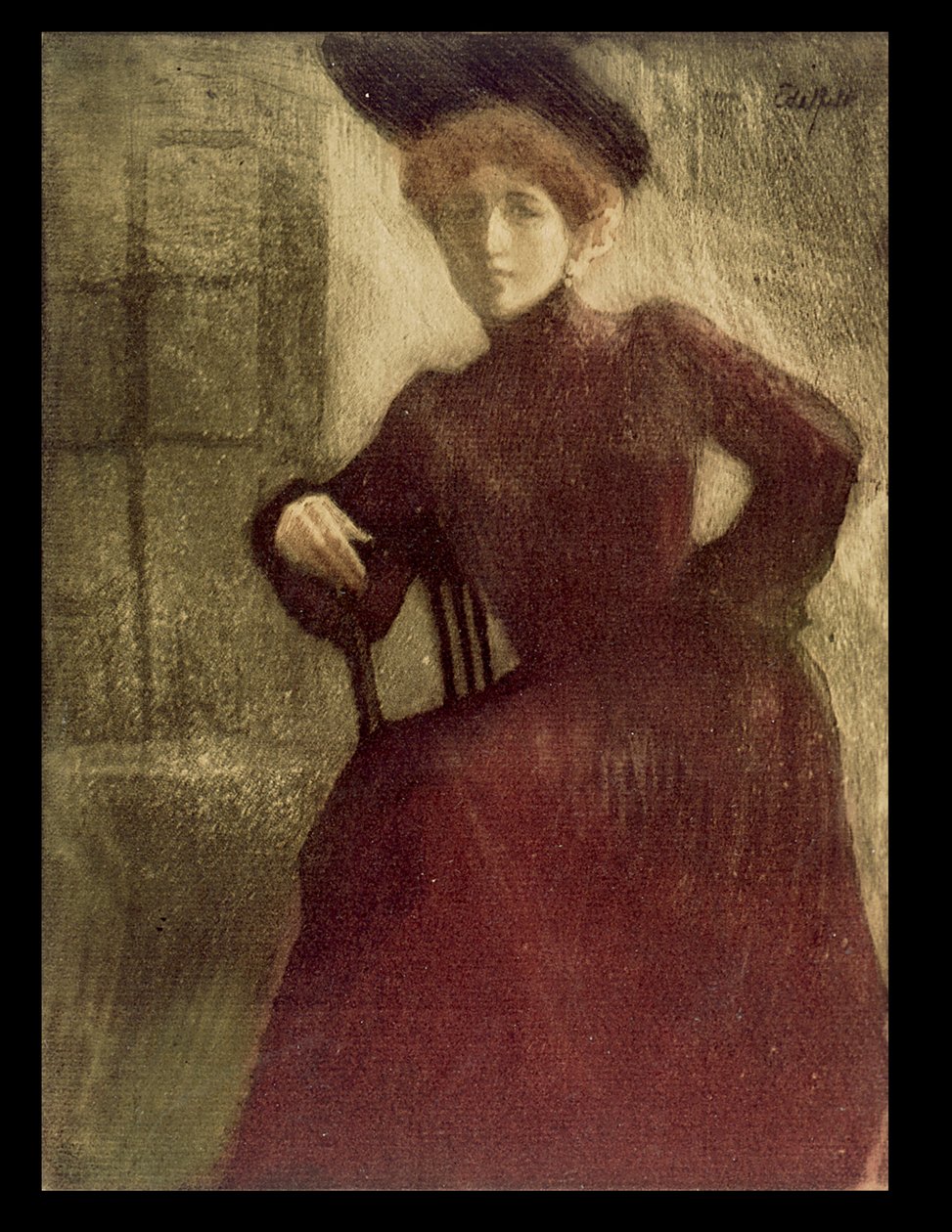 Damen i rött, Kvinnan i den röda klänningen (Miss Perrot) av Albert Edelfelt