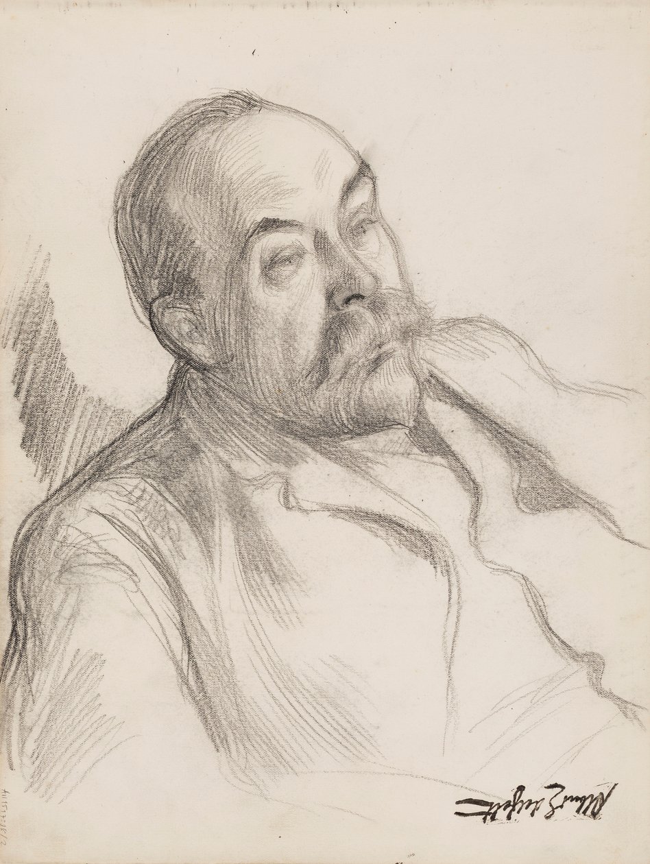 Skiss av manligt porträtt av Albert Edelfelt