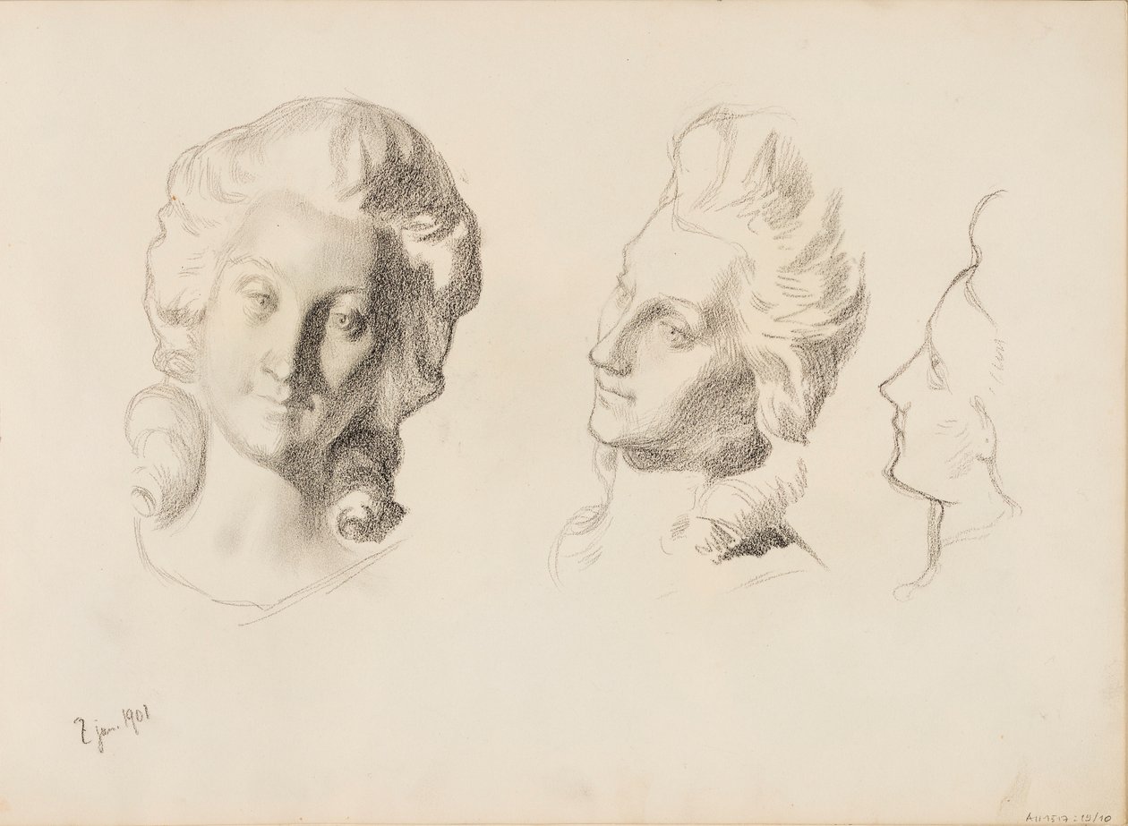 Masker, skiss / 1700-tal (Rokokoo), skiss av Albert Edelfelt
