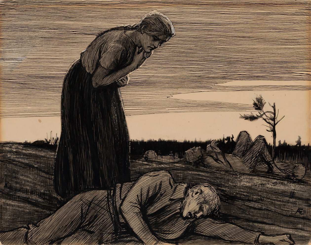 På slagfältet – ur dikten ”The Cottage Girl” av Albert Edelfelt
