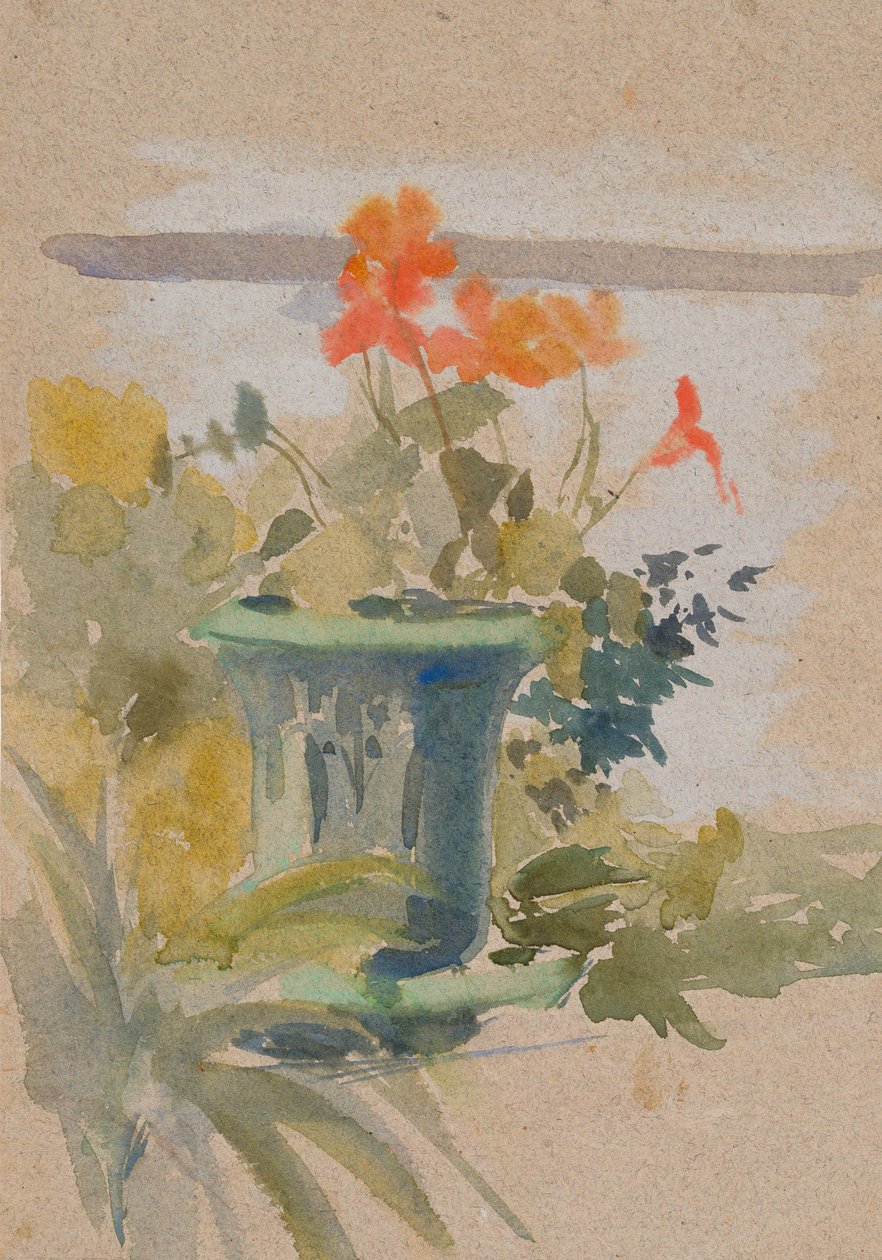Pelargoner på terrassen av Albert Edelfelt