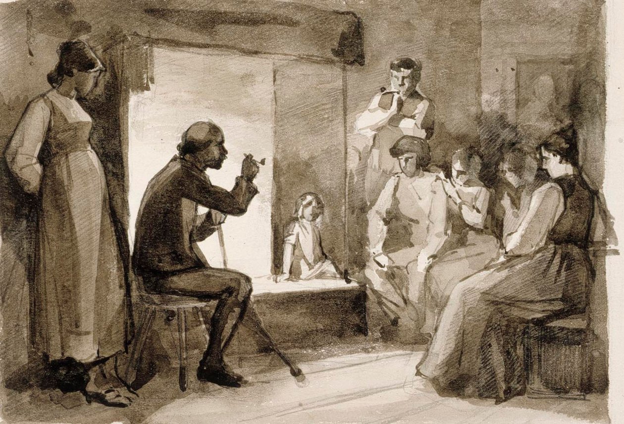 Pistol´s Tales, Kompositionsstudie II. Illustrationer till ”Julqvällen” av J. L. Runeberg av Albert Edelfelt