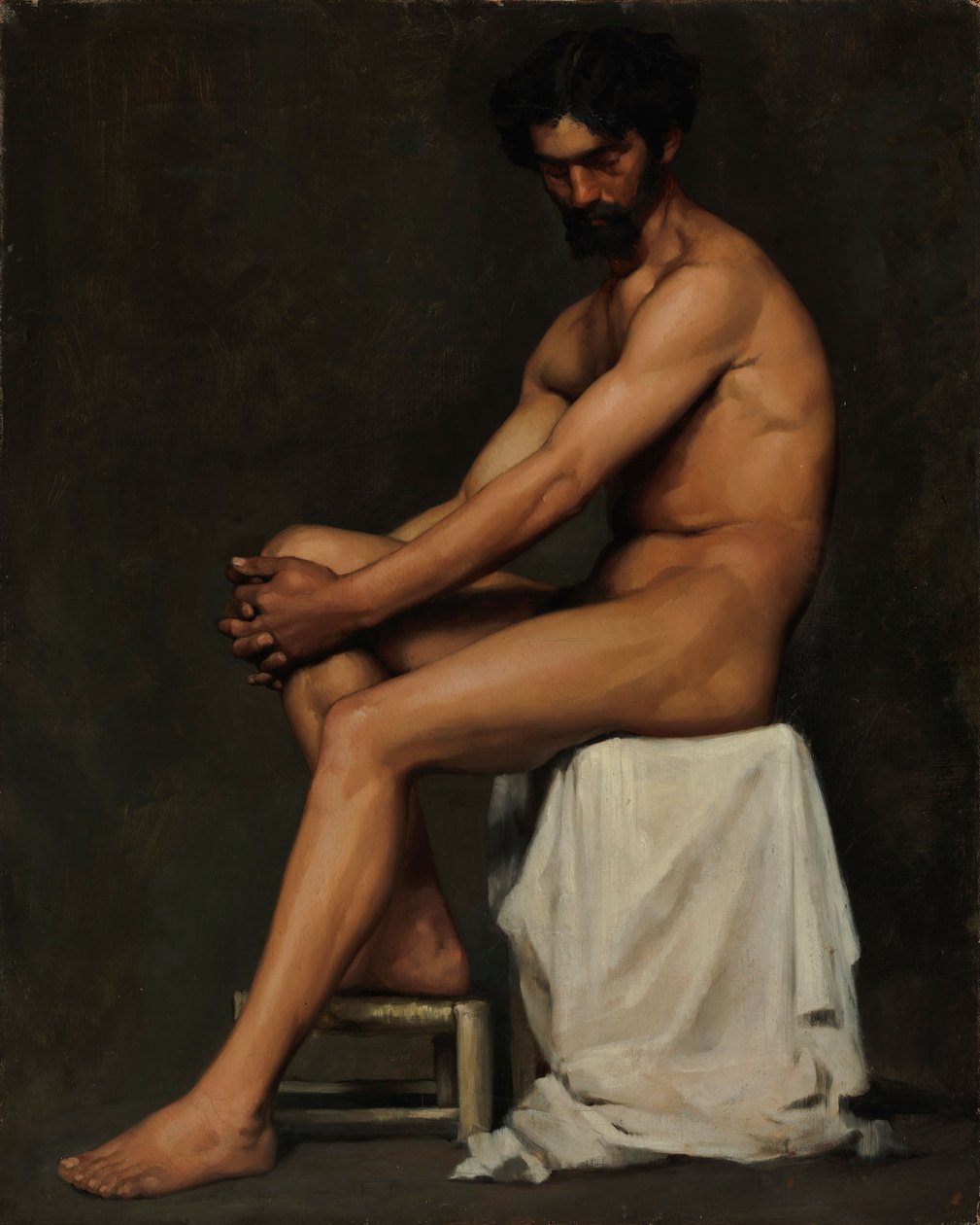 Sittande man, akademistudie av Albert Edelfelt