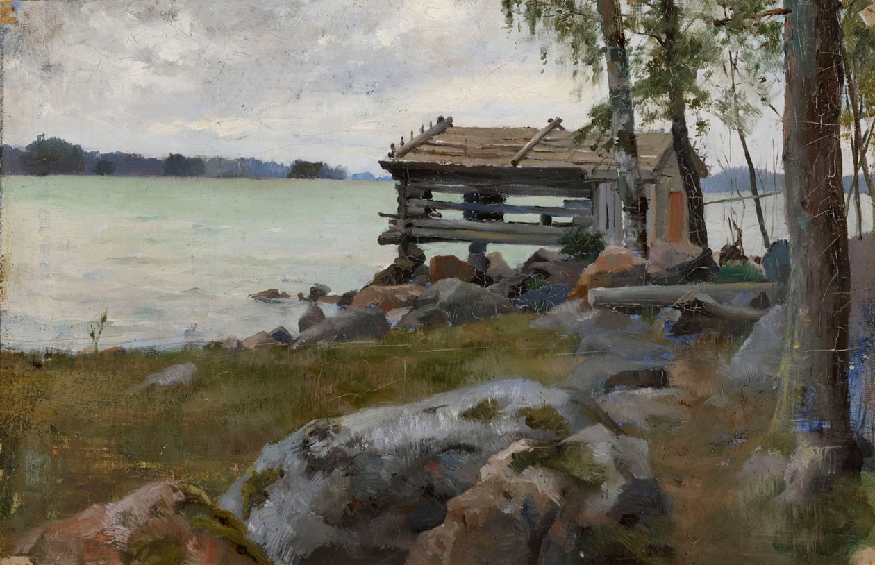 Seine Shed, studie inför gudstjänsten i Uusimaa-skärgården av Albert Edelfelt