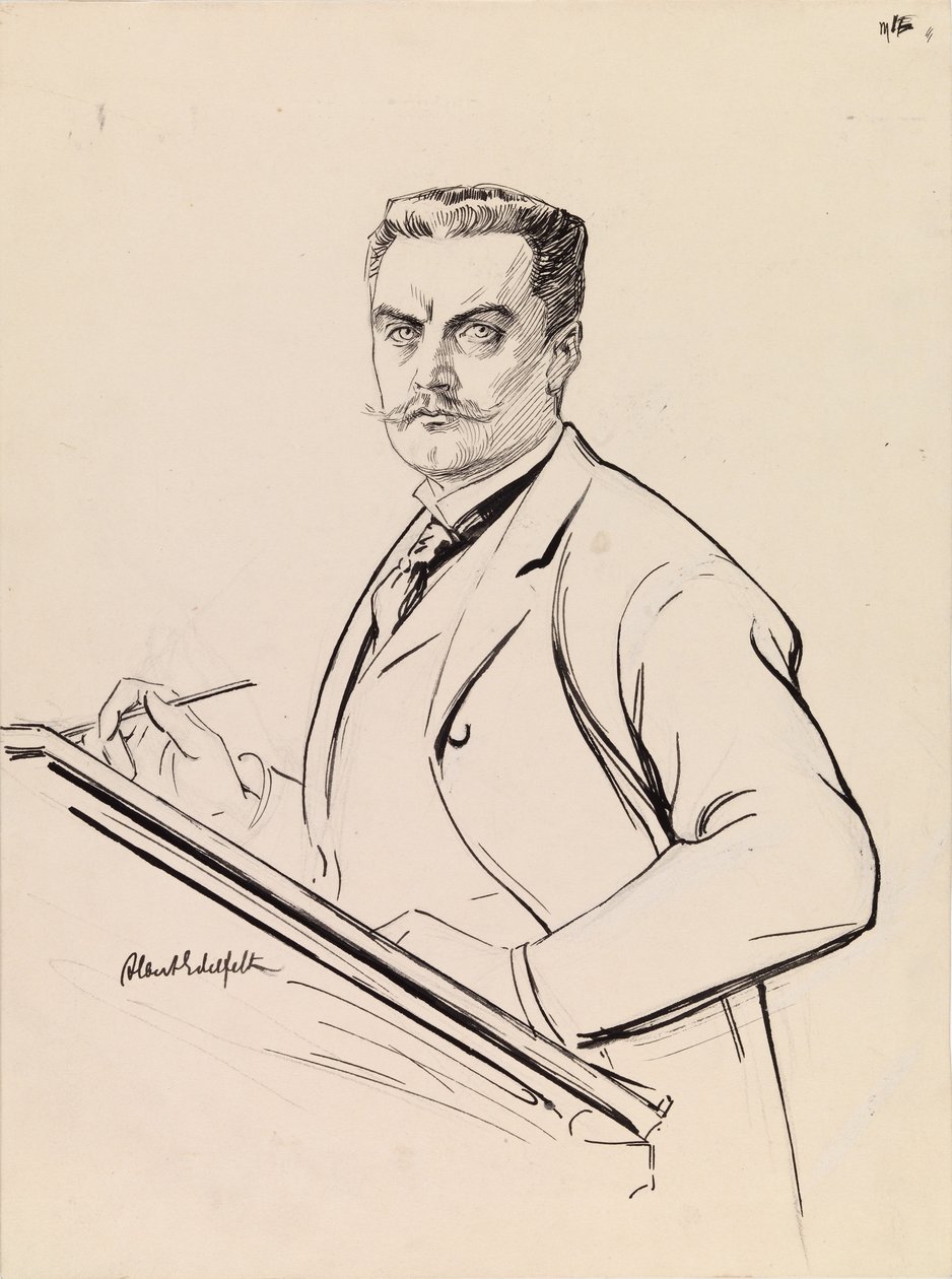 Självporträtt vid skrivbordet av Albert Edelfelt