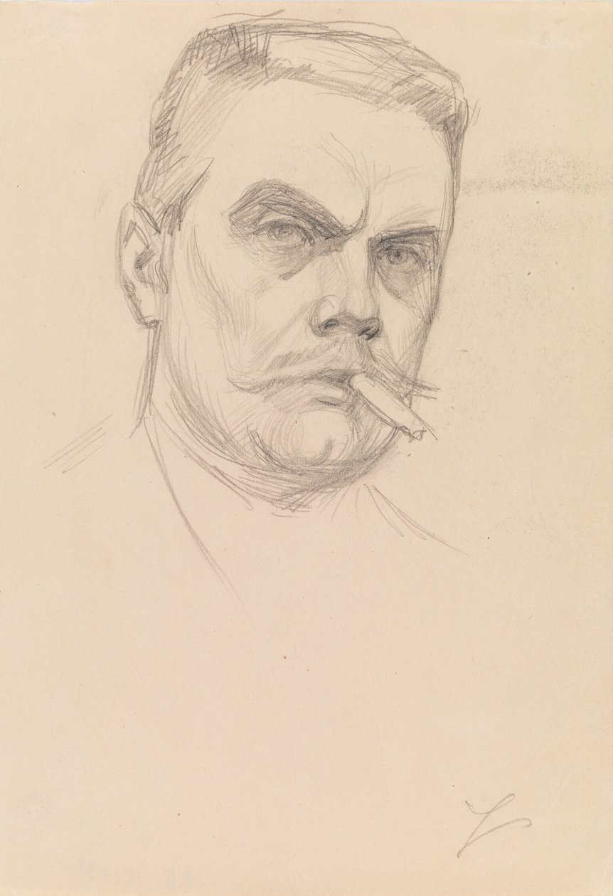 Självporträtt med en cigarr av Albert Edelfelt