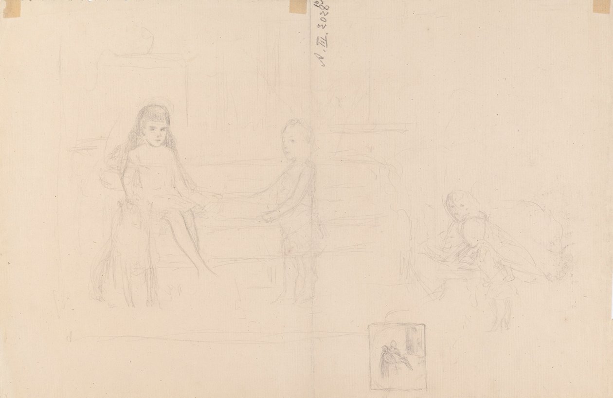 Skiss av Michael och Xenia, barn till tsar Alexander III av Albert Edelfelt
