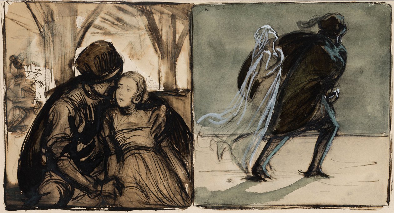 Skisser till illustrationer för Selma Lagerlöfs roman Herr Arne