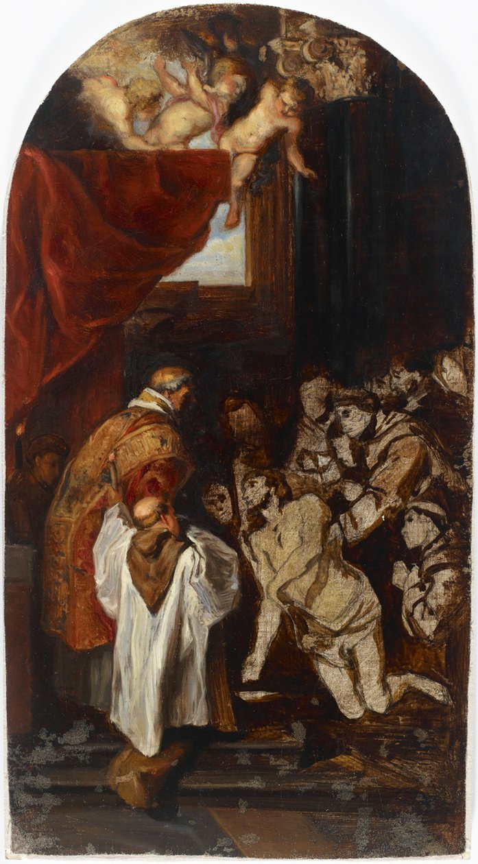 Die letzte heilige Kommunion des Heiligen Franziskus von Assisi, Kopie nach Rubens av Albert Edelfelt
