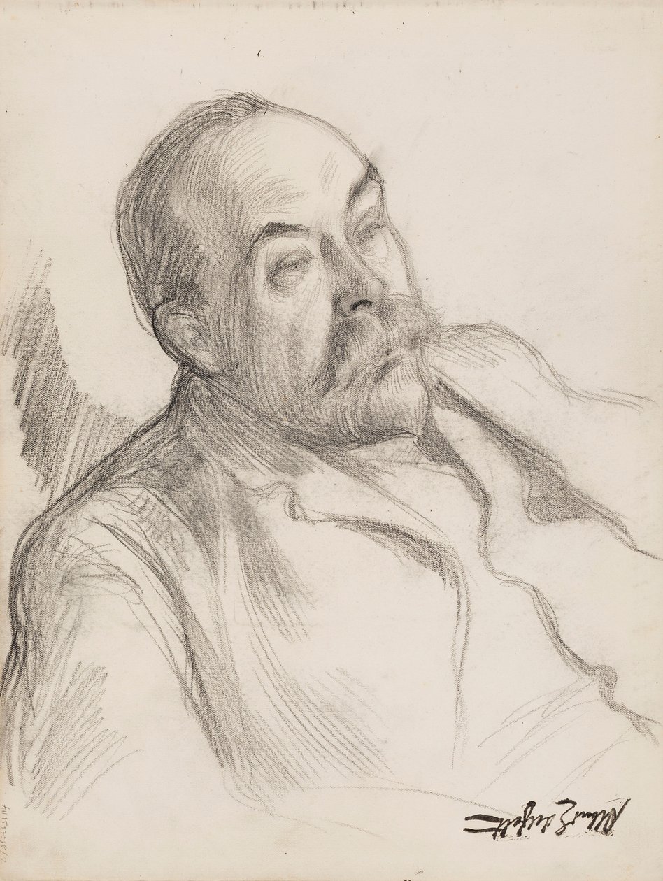 Skiss av manligt porträtt av Albert Edelfelt