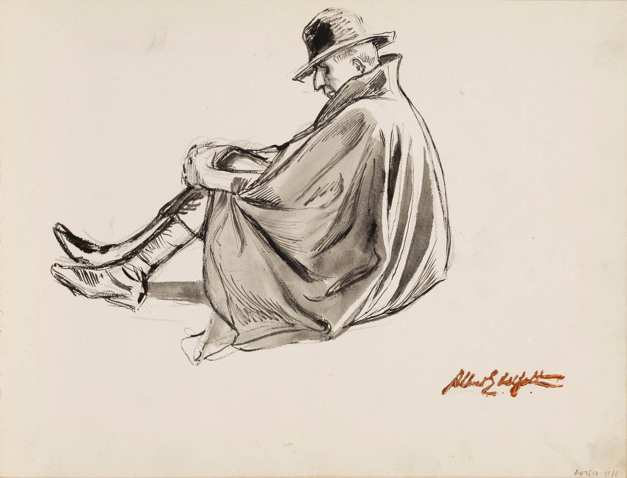 Sittande man i slängkappa av Albert Edelfelt