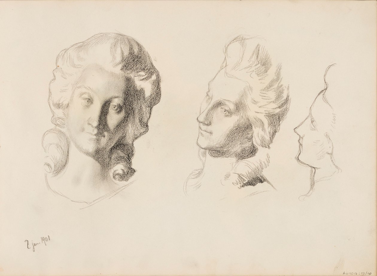 Masker, skiss / 1700-tal (Rokokoo), skiss av Albert Edelfelt