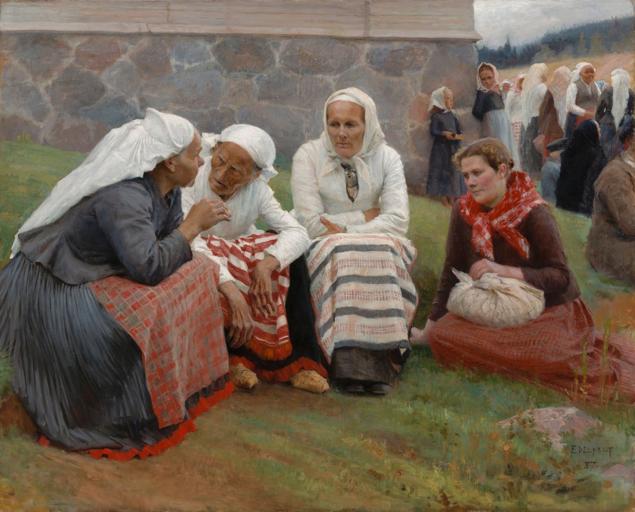 Kvinnor från Ruokolahti på kyrkbacken av Albert Edelfelt