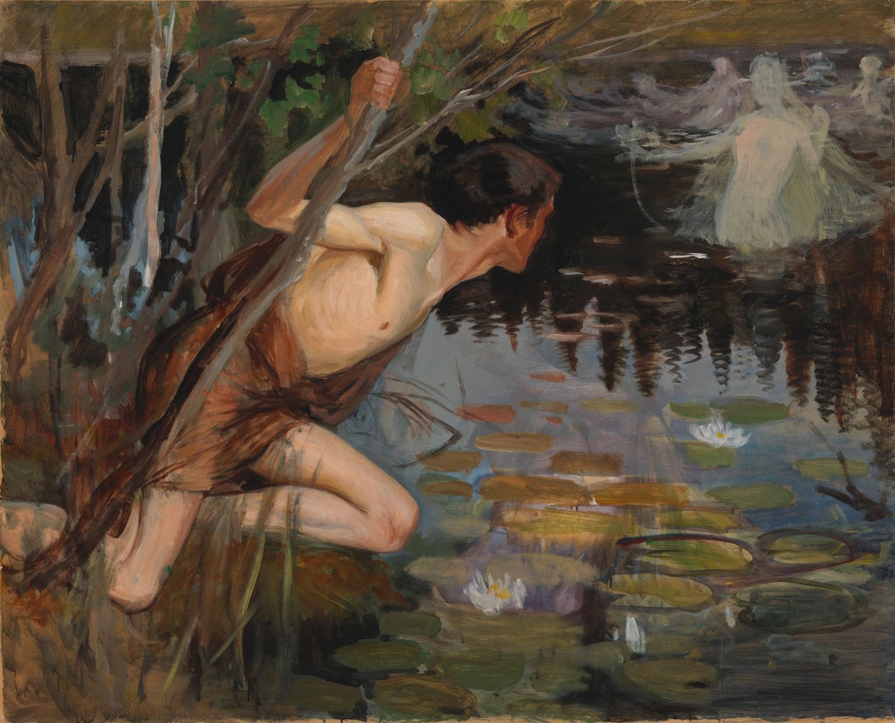 Ungdom och en sjöjungfru, skiss av Albert Edelfelt