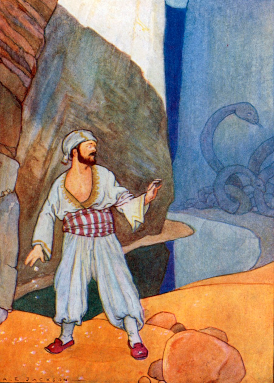 Hans nöje var snart förstört (färglitografi) av Albert Edward Jackson