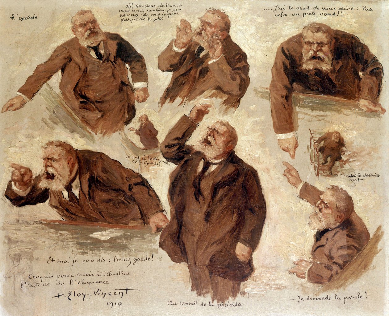 Jean Jaures olika uttryck, 1910 av Albert Eloy Vincent