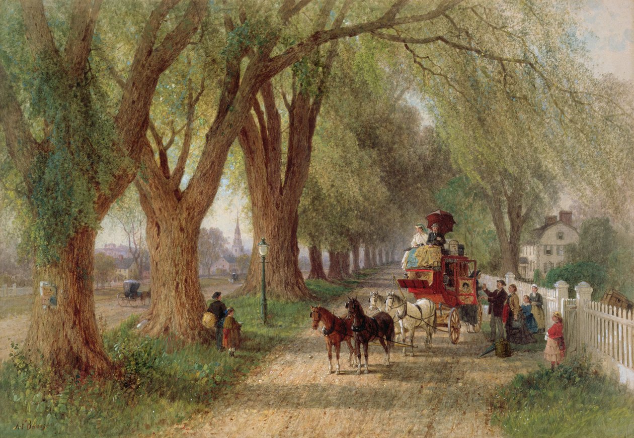 Coaching i New England (wc på papper) av Albert Fitch Bellows