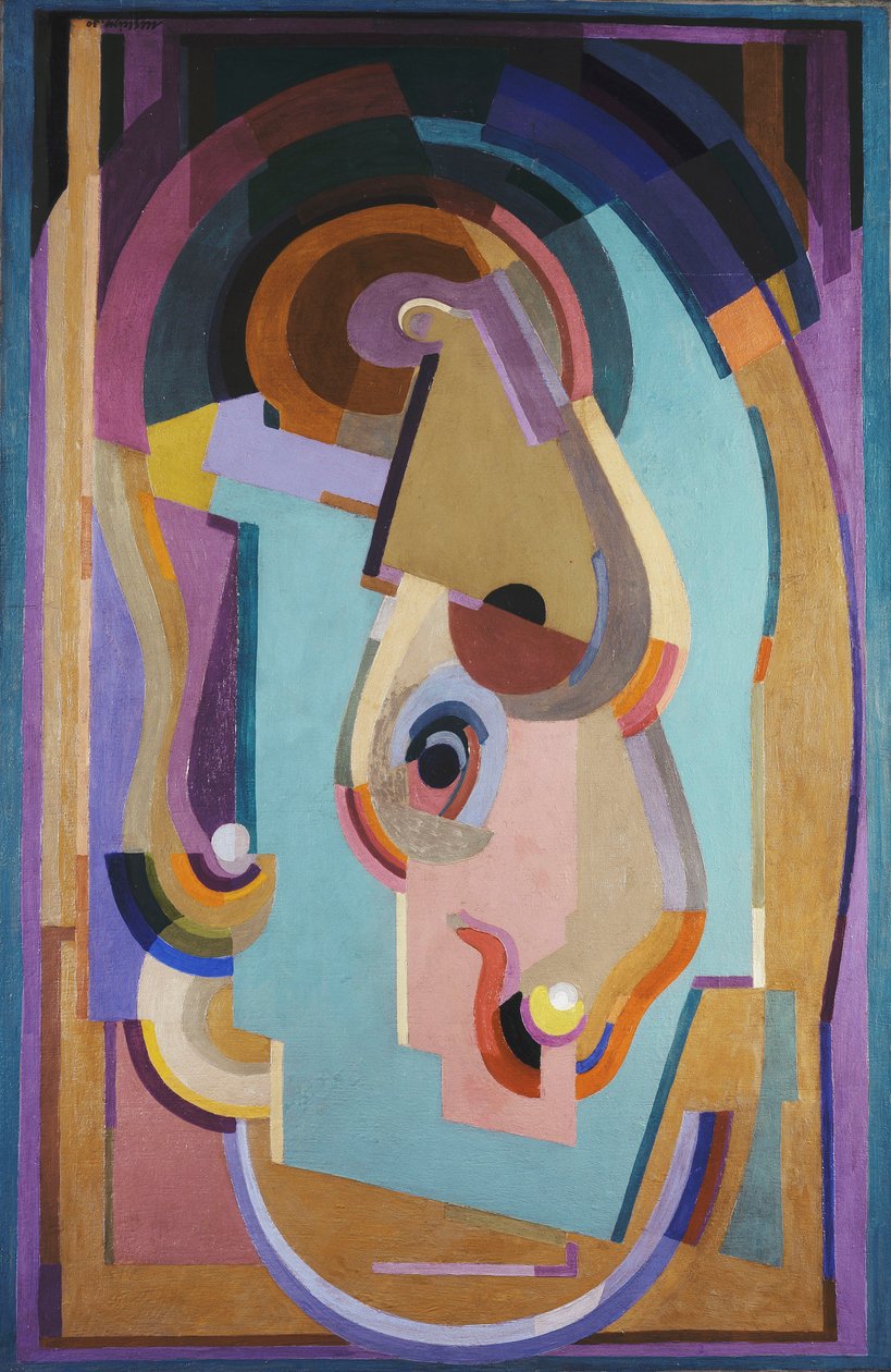 Lila och grön komposition; Composition Violet et Vert av Albert Gleizes