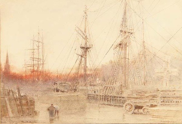 Bristol, när dagens arbete är gjort av Albert Goodwin