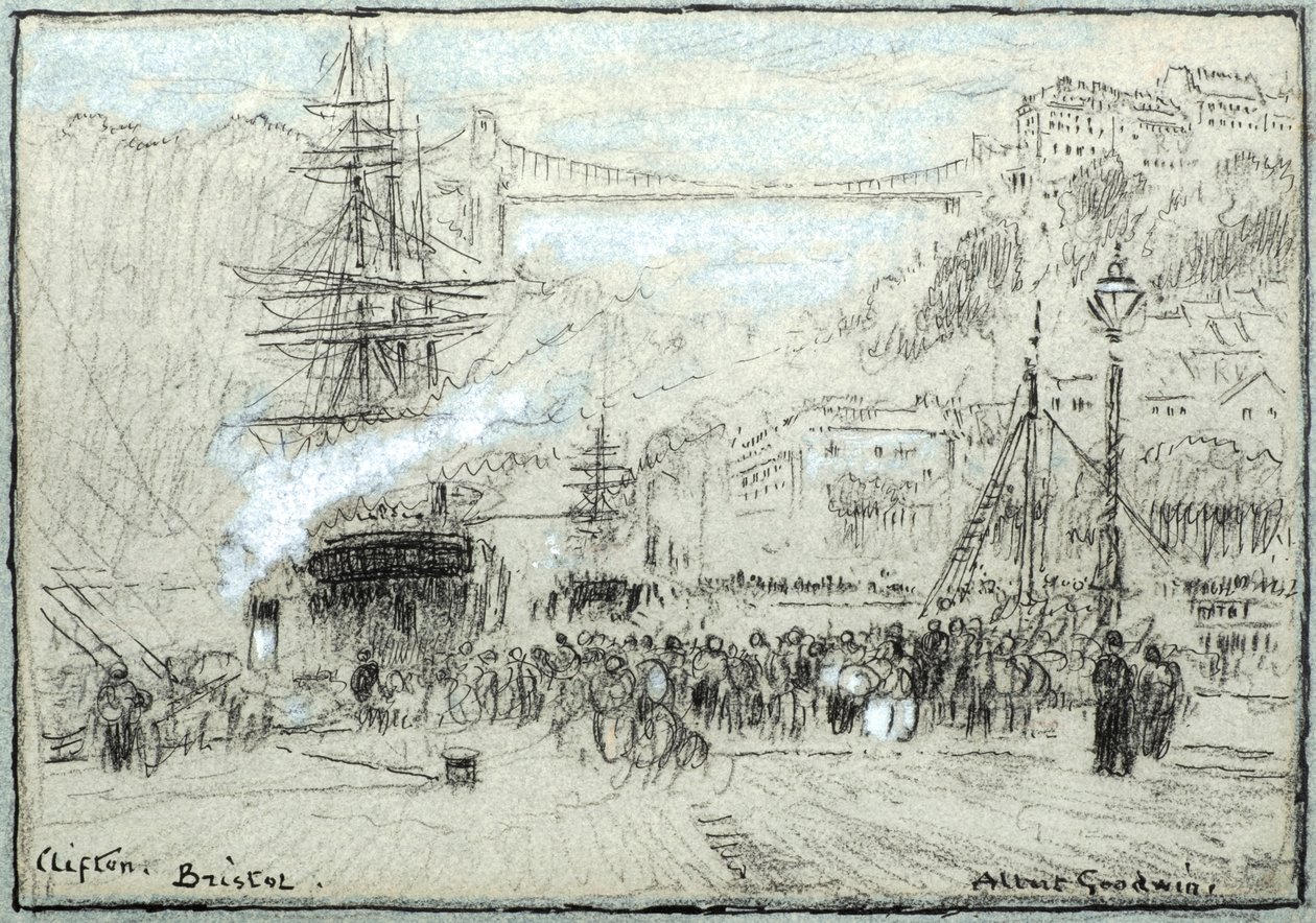 Clifton, Bristol (bläck, krita och bodycolour) av Albert Goodwin
