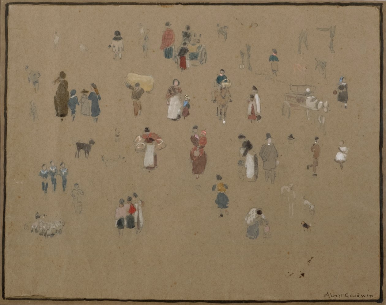 Going to Market (akvarell och blyerts med bodycolour på tonat papper) av Albert Goodwin