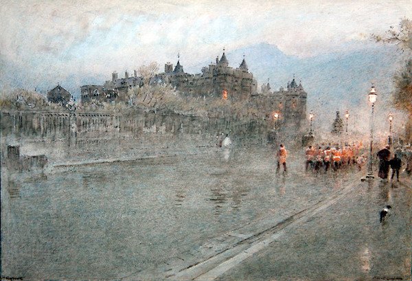 Holyrood, Edinburgh (penna och bläck med akvarell på papper) av Albert Goodwin