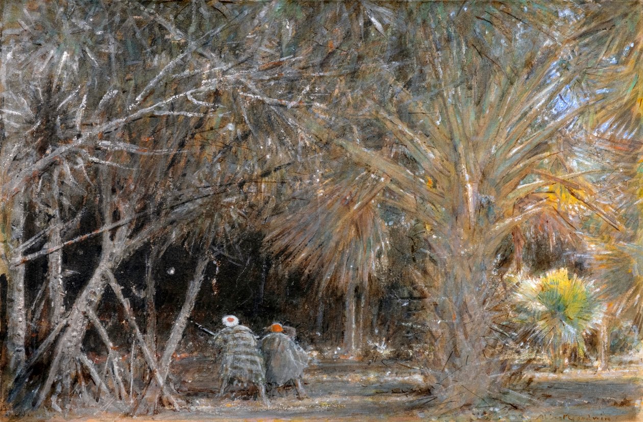 Djungeln, Upptäckarna (akvarell och tusch) av Albert Goodwin