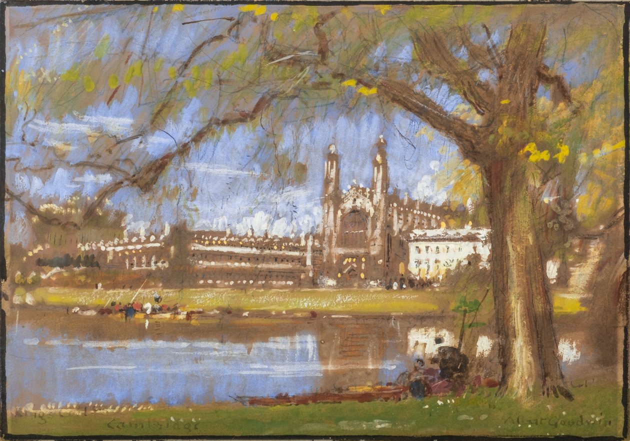 Kings College, Cambridge (akvarell och kroppsfärg med blyerts på tonat papper) av Albert Goodwin