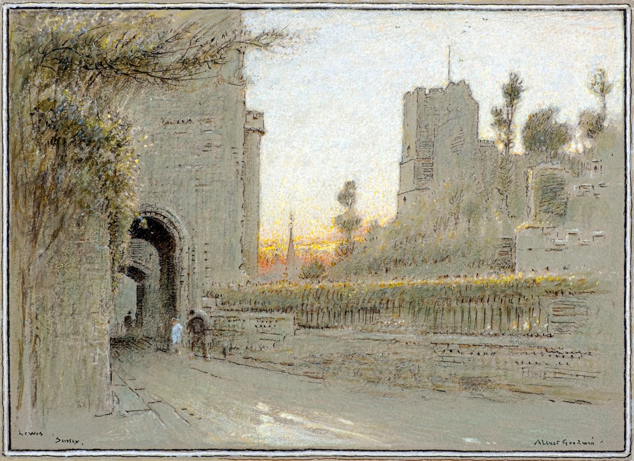 Lewes, Sussex (akvarell) av Albert Goodwin