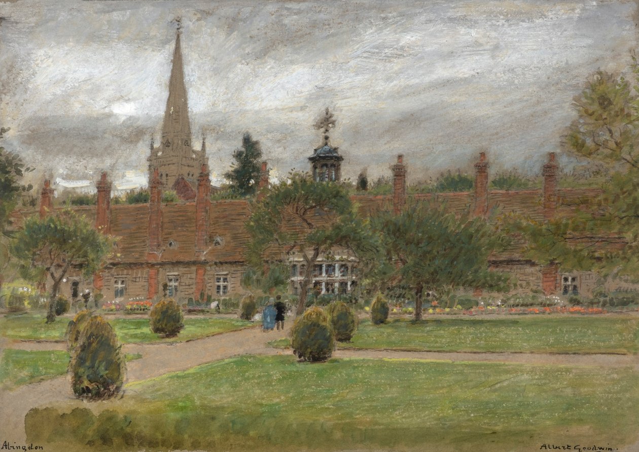 Long Alley Almshouses, Abingdon (akvarell) av Albert Goodwin