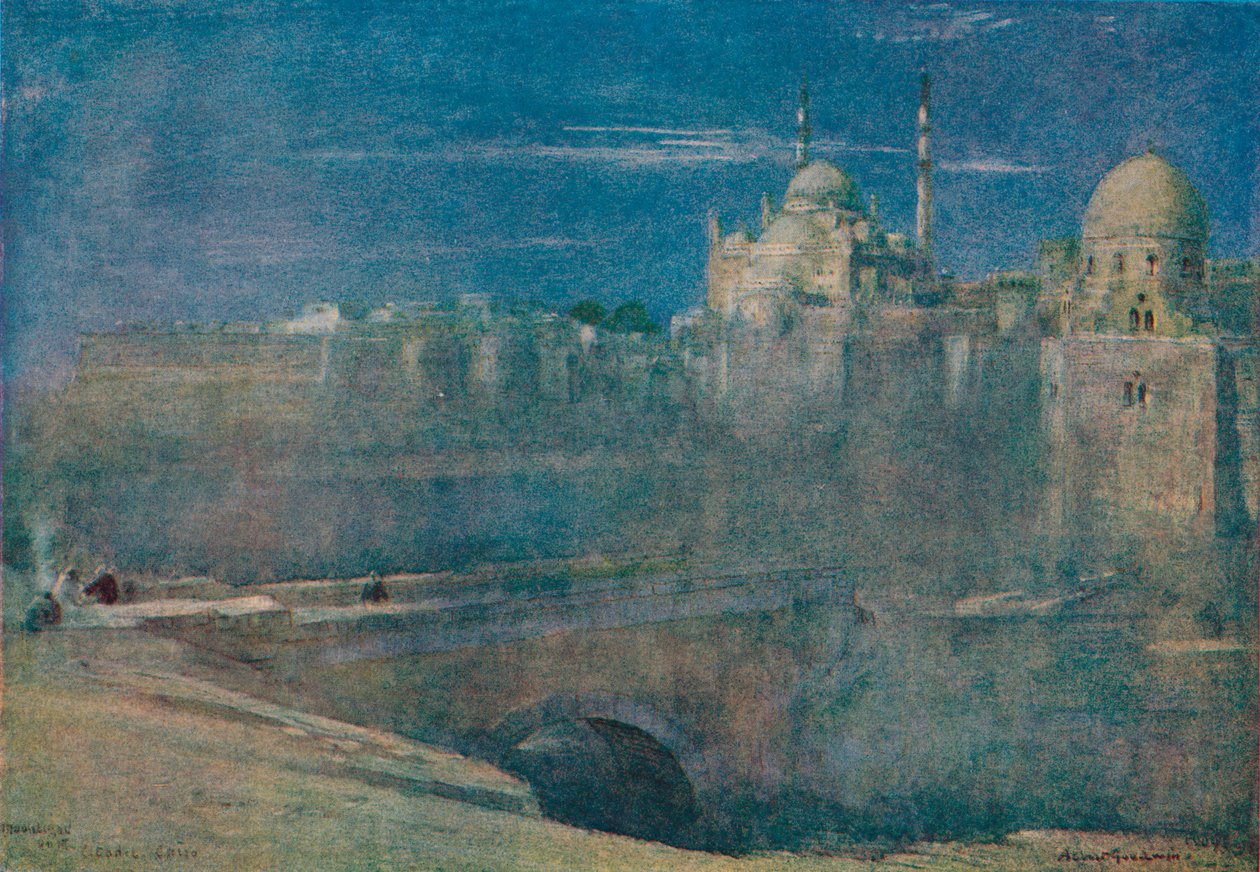 Månsken på citadellet, Kairo, c1890 av Albert Goodwin