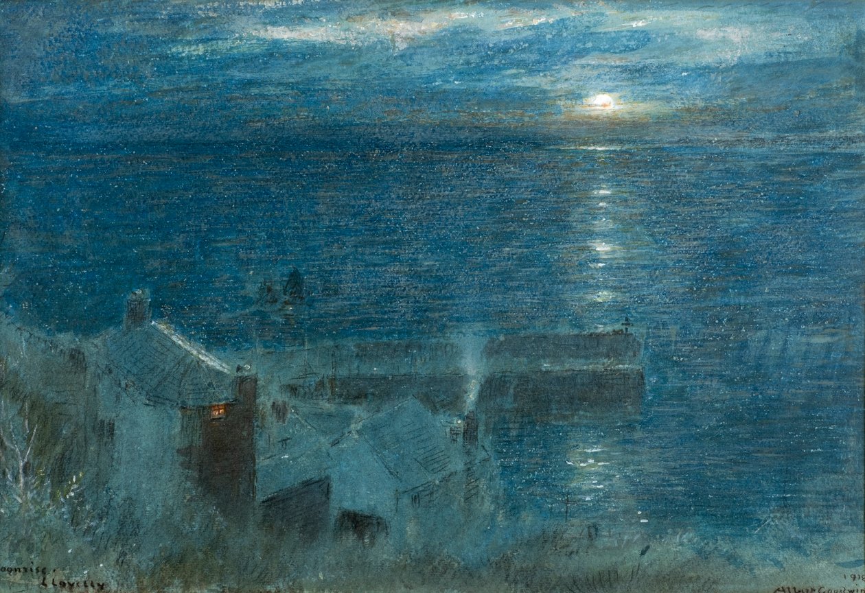 Månuppgång Clovelly av Albert Goodwin