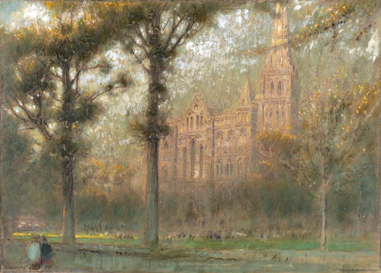 Salisbury (olja med akvarell och bodycolour på tonat papper) av Albert Goodwin