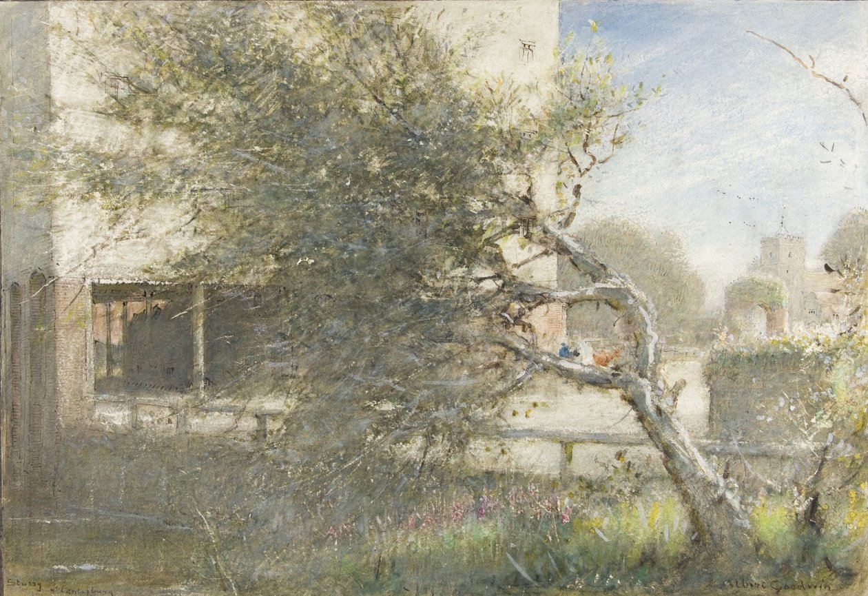 Sturry Nr Canterbury, c.1860-c.1932 (akvarell och kroppsfärg på papper) av Albert Goodwin